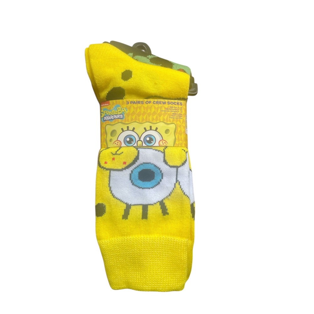 Spongebob Squarepants Crew‎ Socks 3 Pairs Cartoon Character Socks Men's